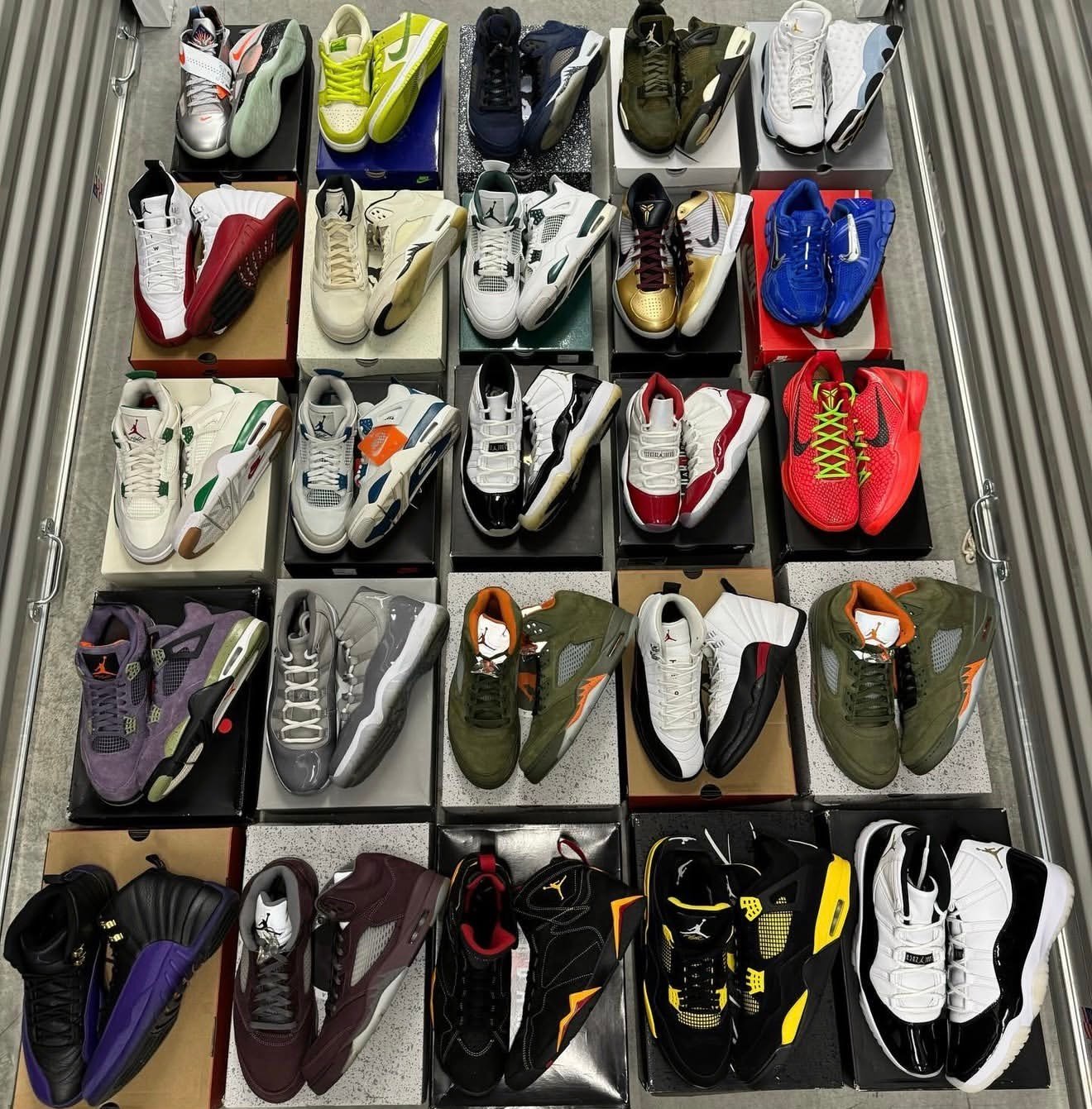 Authentic Air Jordan shoes liquidation pallet with 100 pairs in original retail boxes