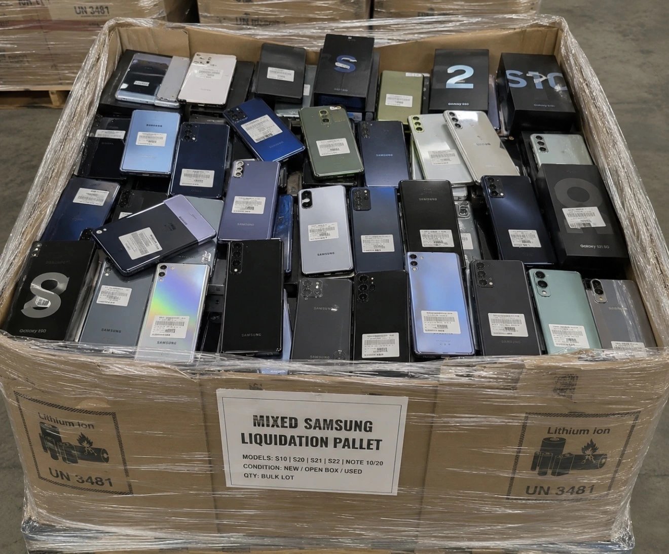 Samsung liquidation pallet with wholesale mixed smartphones