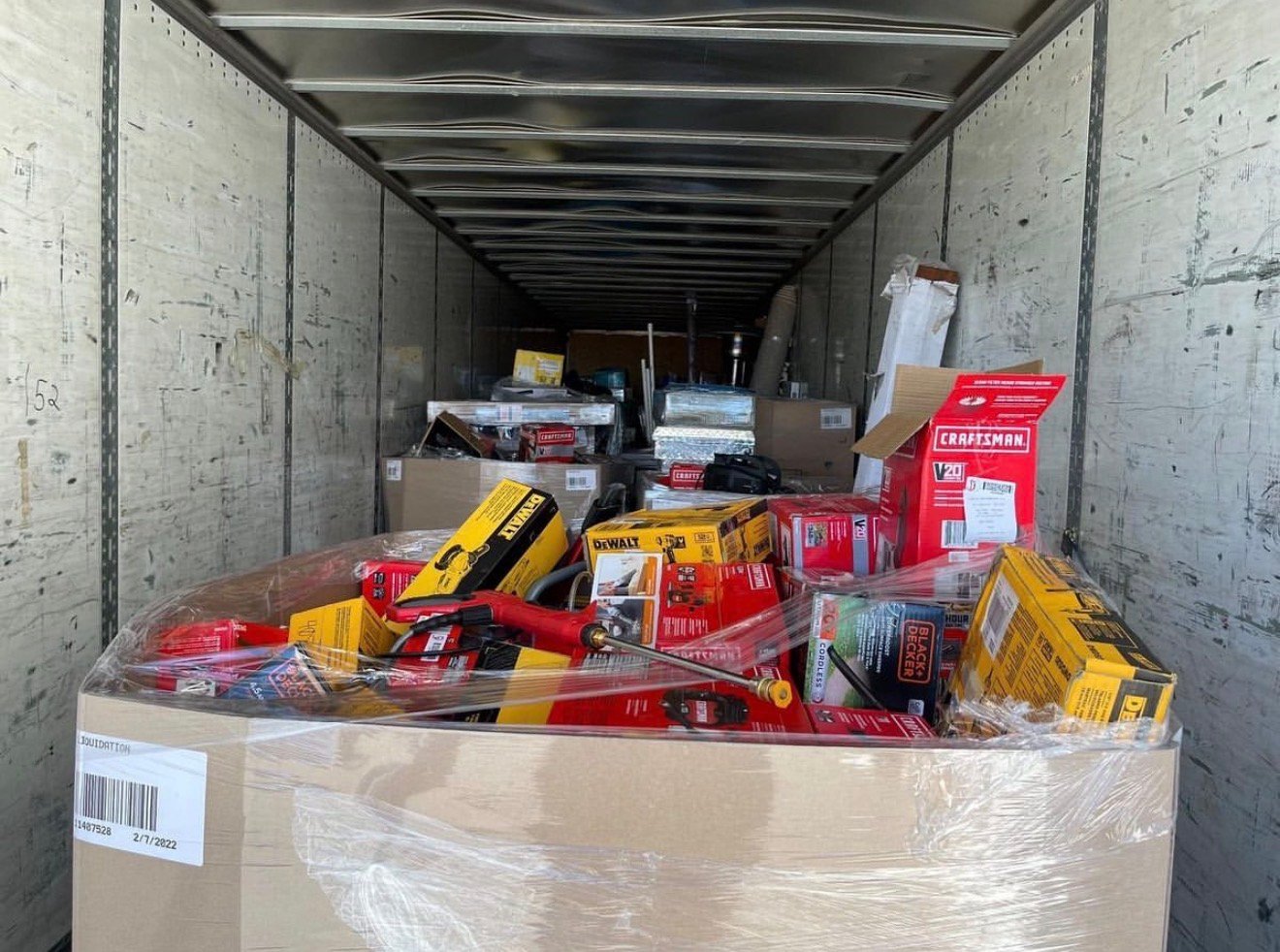 Lowe’s liquidation truckload with new and overstock tools and home-improvement inventory