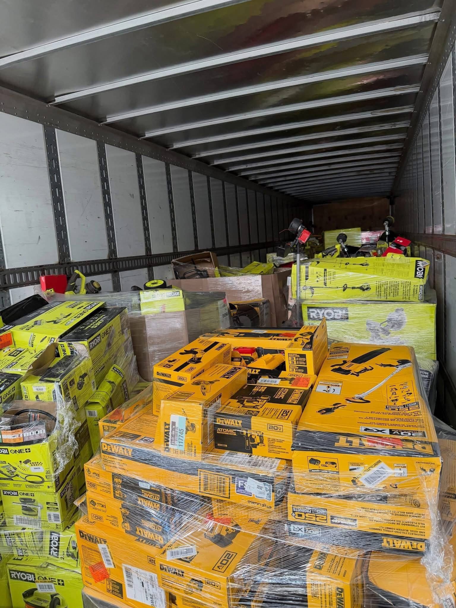 Tools liquidation truckload with power tools, hand tools, batteries, accessories and hardware inventory